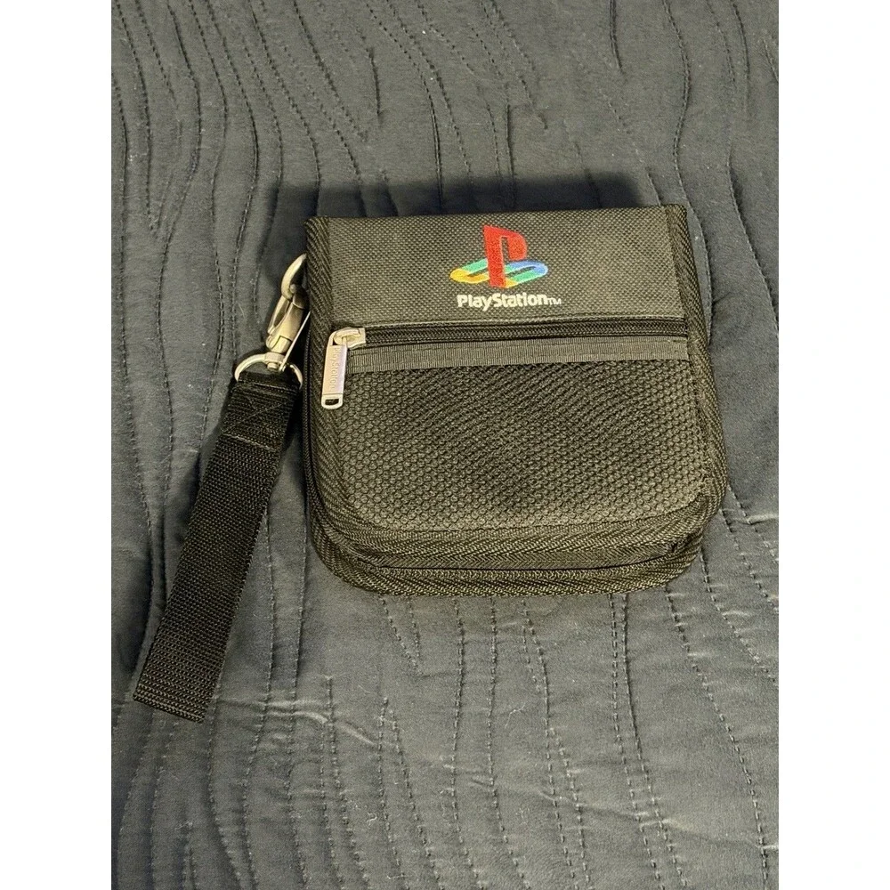 Official Sony PlayStation PS1 PS2 CD Game Disc Wallet Case Holder w/ Wrist Strap